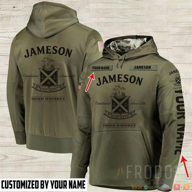 Personalized Jameson Irish Whiskey Army custom 3d hoodie