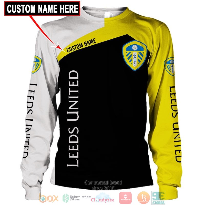 Personalized Leeds United Yellow 3d shirt hoodie 1 2 3 4 5 6 7 8 9 10 11 12 13 14 15