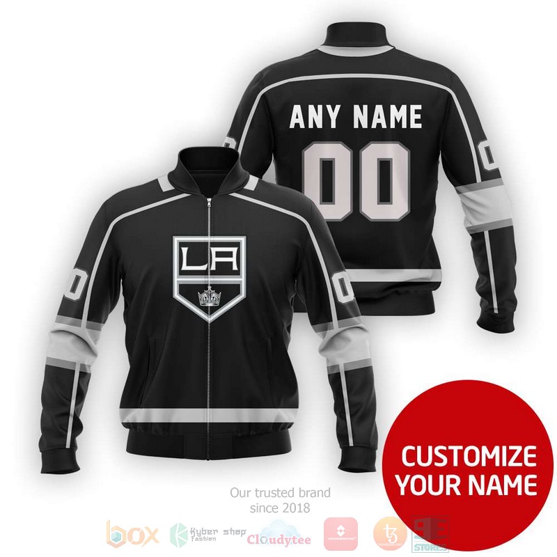 Personalized Los Angeles Kings NHL black grey custom 3D Bomber Jacket 7 Personalized Los Angeles Kings NHL black grey custom Bomber Jacket