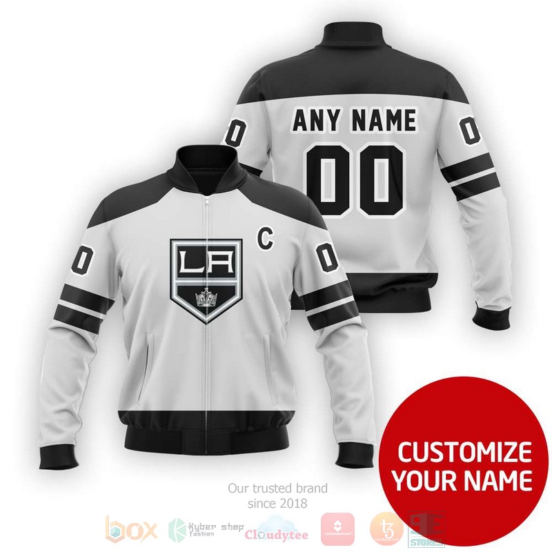 Personalized Los Angeles Kings NHL grey black custom Bomber Jacket
