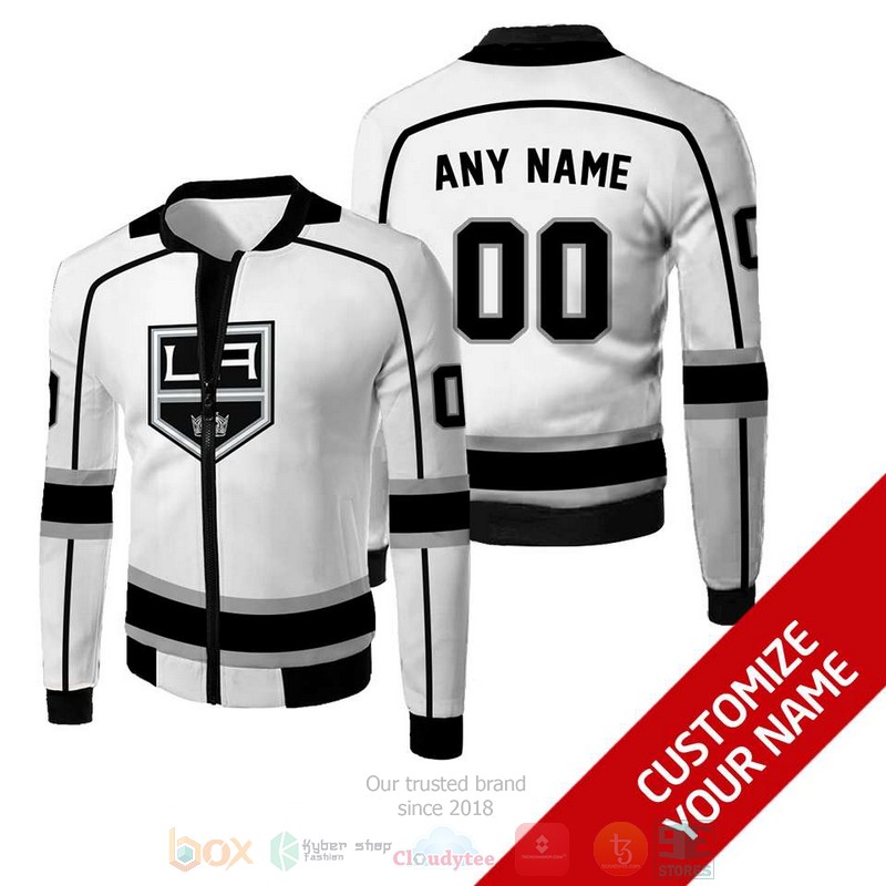Personalized Los Angeles Kings white NHL custom Bomber Jacket