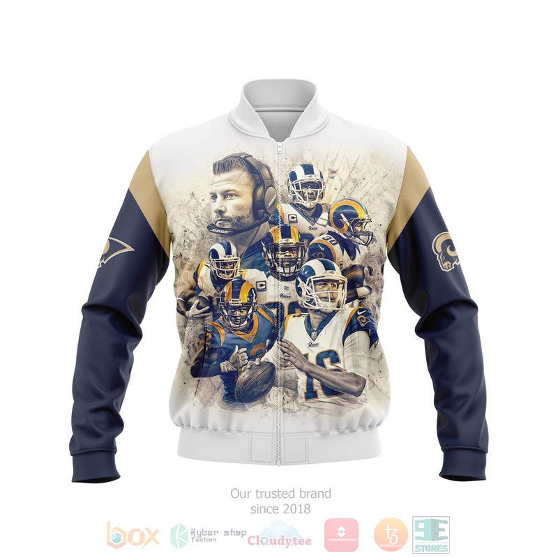 Personalized Los Angeles Rams player custom 3D Bomber Jacket 3 Personalized Los Angeles Rams player custom Bomber Jacket 1 2