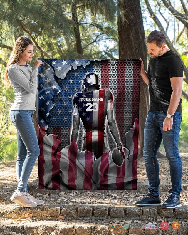 Personalized Love Rugby American flag blanket 2 Personalized Love Rugby American flag blanket