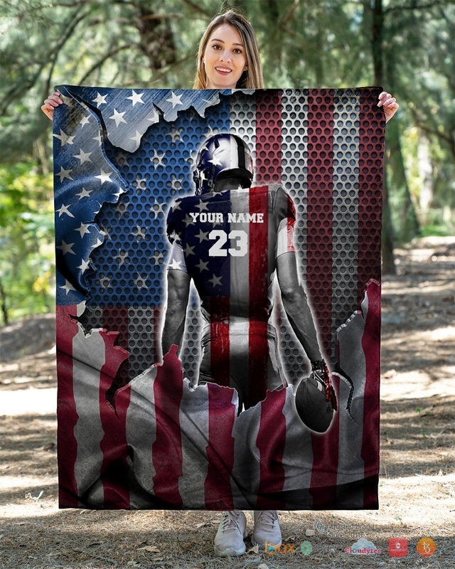 Personalized Love Rugby American flag blanket 3 Personalized Love Rugby American flag blanket 1