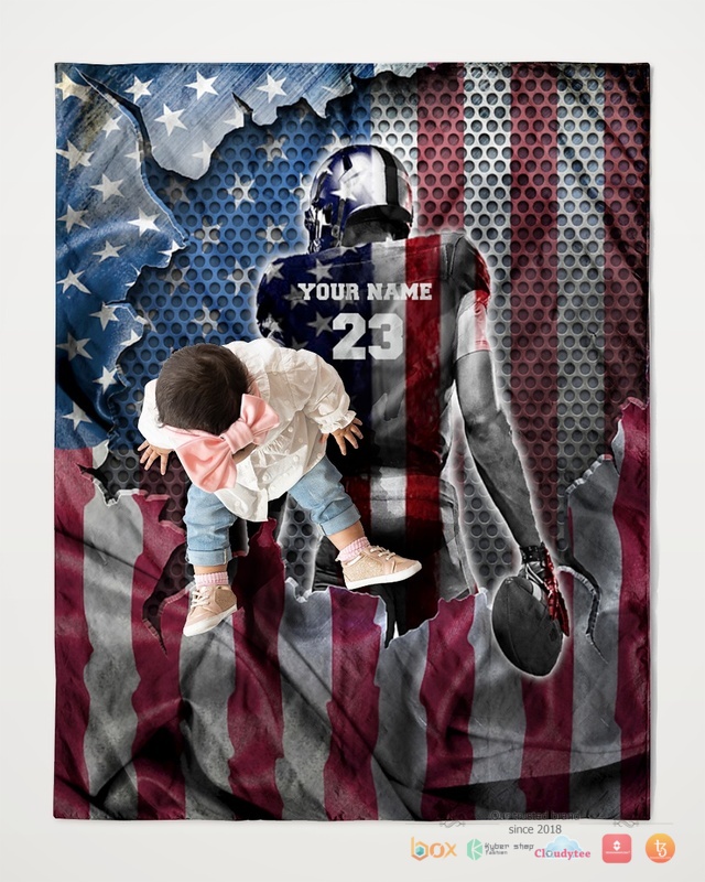 Personalized Love Rugby American flag blanket 1 2
