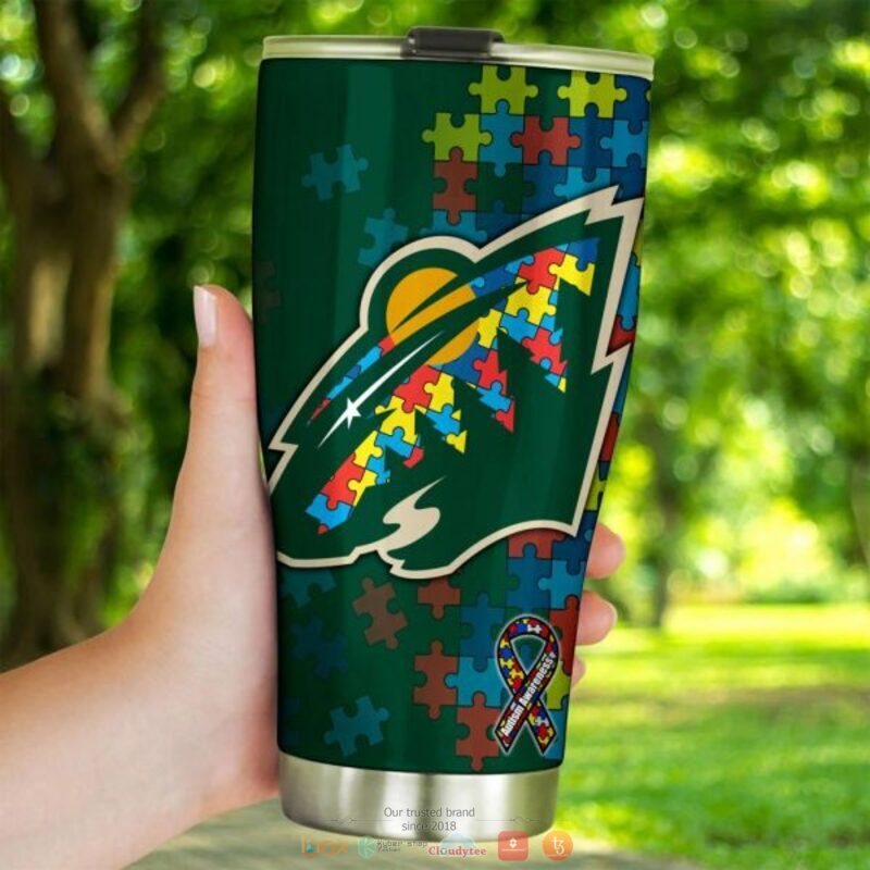 Personalized Minnesota Wild Autism Awareness Tumbler 3 Personalized Minnesota Wild Autism Awareness Tumbler 1 2