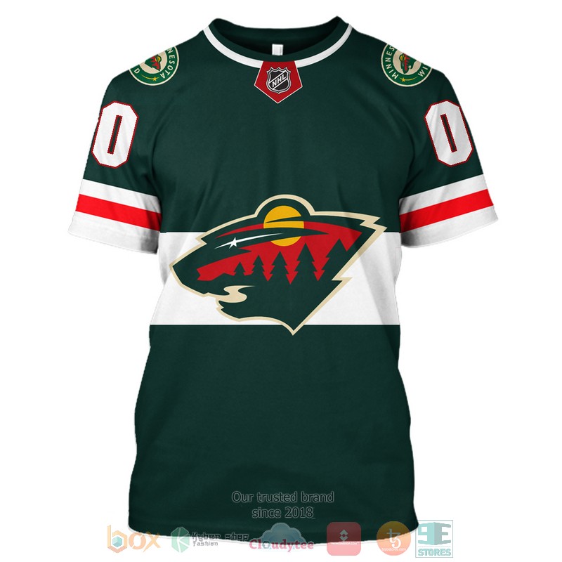 Personalized Minnesota Wild NHL custom dark green 3D shirt hoodie 1 2 3 4 5 6