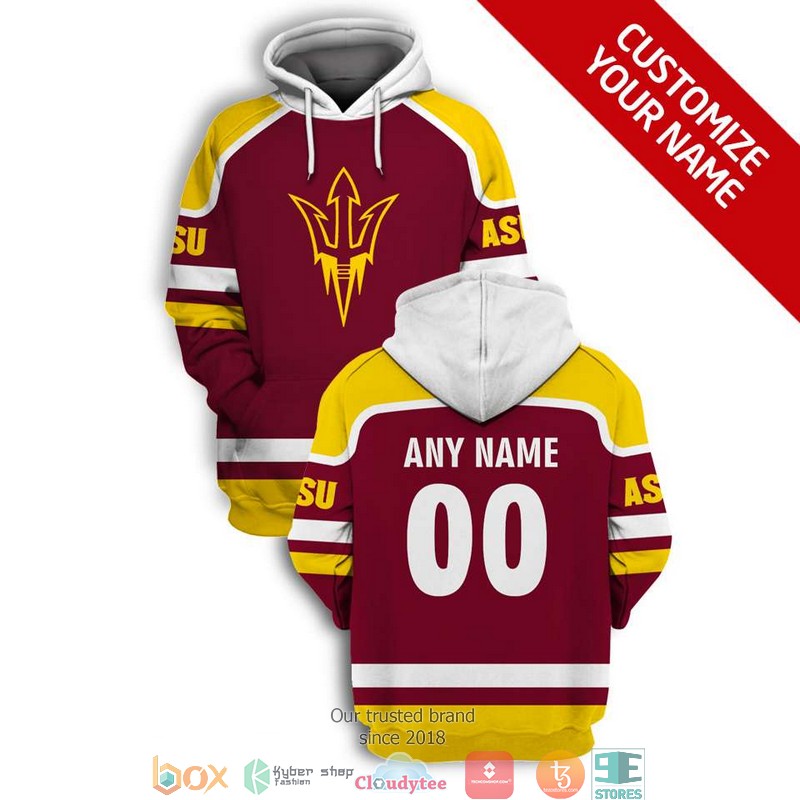 Personalized NCAA Arizona State Sun Devils Red yellow 3D Full Printing shirt hoodie