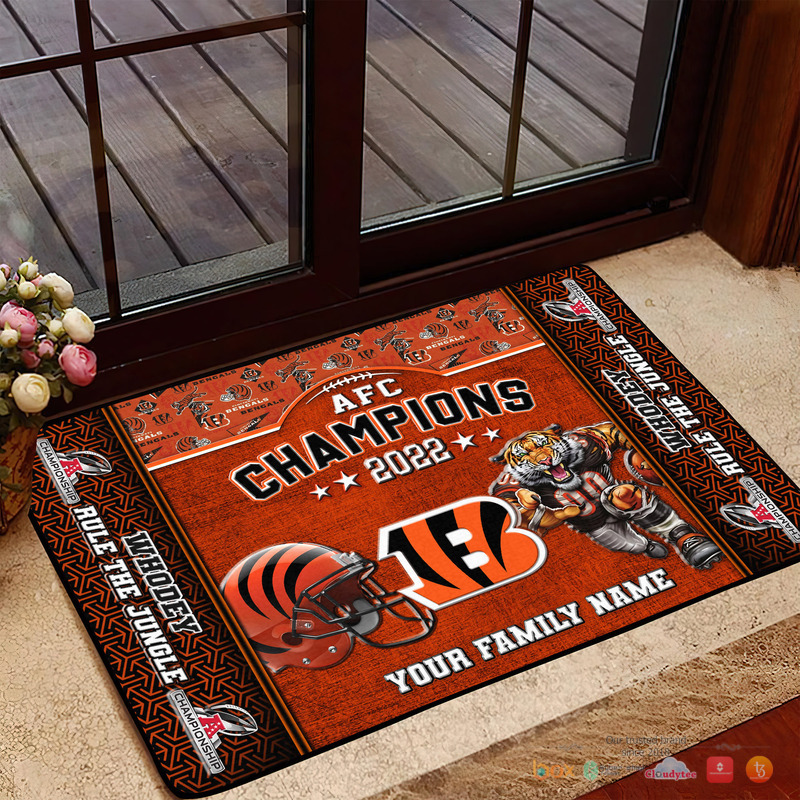 Personalized NFL Cincinnati Bengals AFC Champions 2022 Doormat 2 Personalized NFL Cincinnati Bengals AFC Champions 2022 Doormat 1