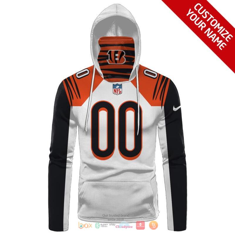 Personalized NFL Cincinnati Bengals Nike Black White Orange 3d hoodie mask 1