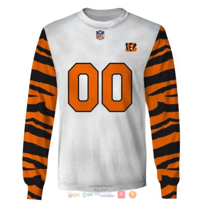 Personalized NFL Cincinnati Bengals Nike White Orange Stripe 3d shirt hoodie 1 2 3 4