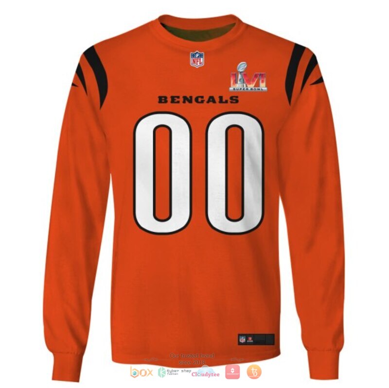 Personalized NFL Cincinnati Bengals Super Bowl LVI Orange 3d shirt hoodie 1 2 3 4 5