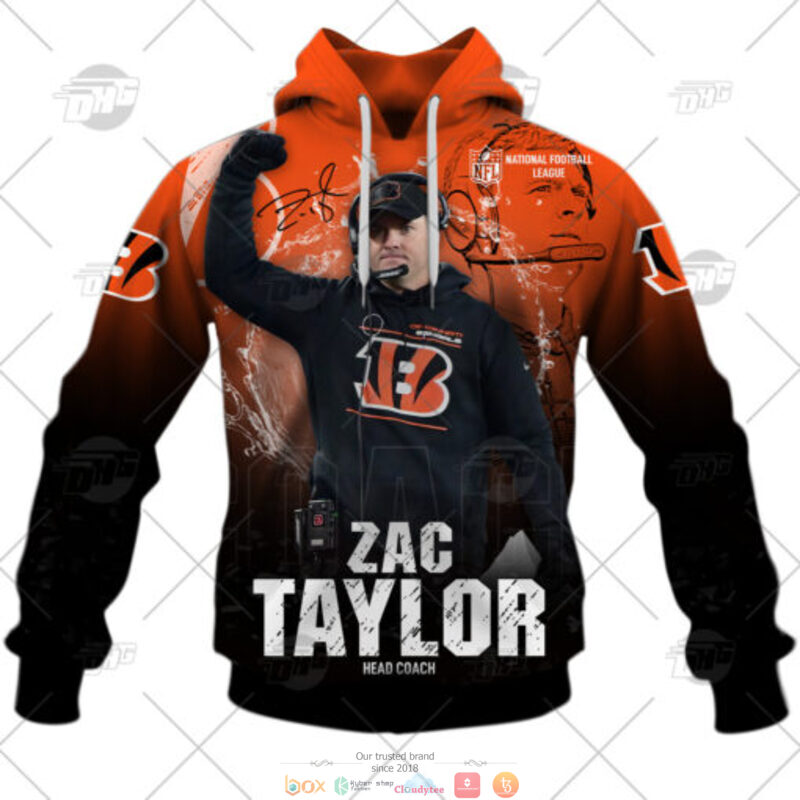Personalized NFL Head Coach Zac Taylor Cincinnati Bengals 3d shirt hoodie 1