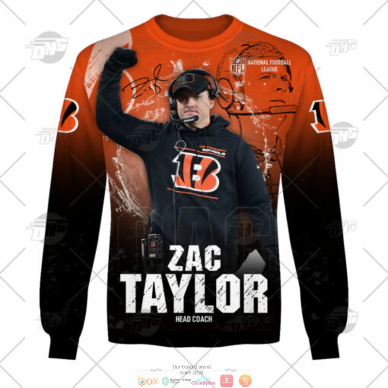Personalized NFL Head Coach Zac Taylor Cincinnati Bengals 3d shirt hoodie 1 2 3