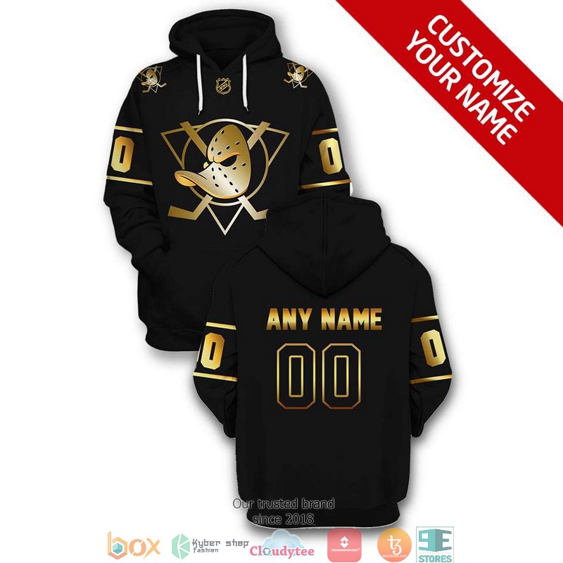 Personalized NHL Anaheim Ducks black gold 3D Full Printing shirt hoodie
