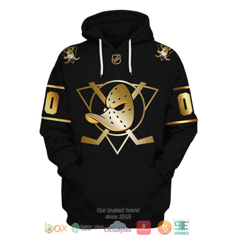 Personalized NHL Anaheim Ducks black gold 3D Full Printing shirt, hoodie 3 Personalized NHL Anaheim Ducks black gold 3D Full Printing shirt hoodie 1 2
