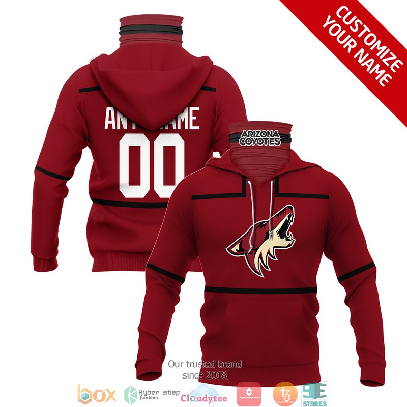 Personalized NHL Arizona Coyotes Red black line 3d hoodie mask