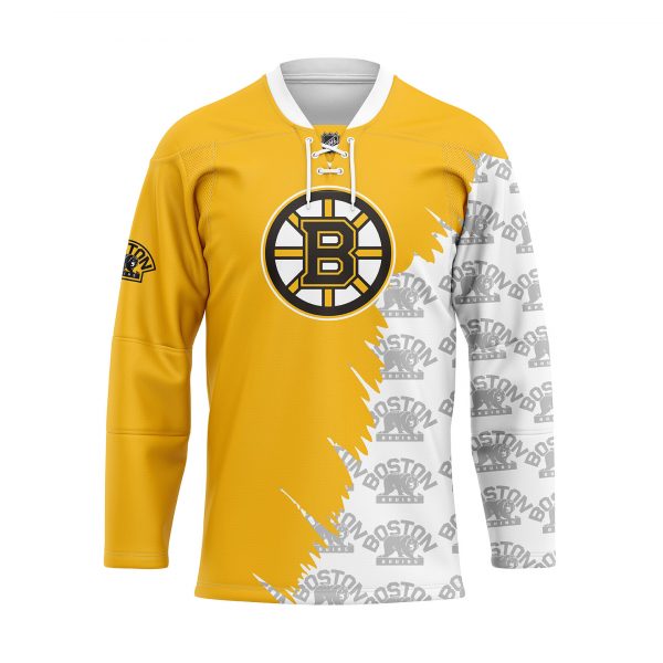 Personalized NHL Boston Bruins Yellow white Hockey Jersey