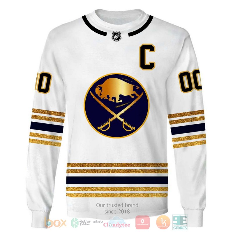 Personalized NHL Buffalo Sabres white yellow custom 3D shirt hoodie 1 2 3 4