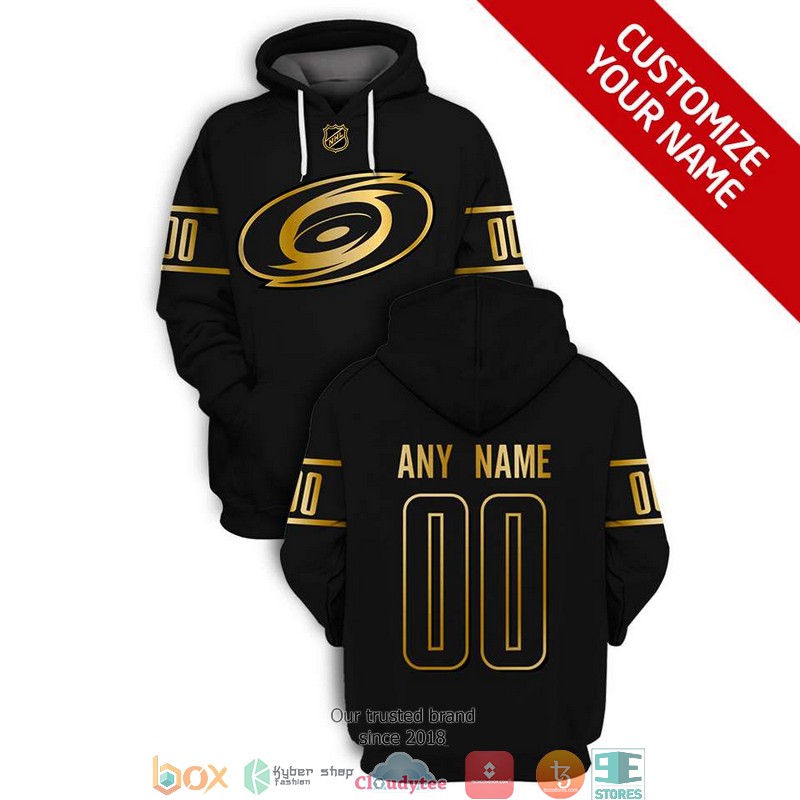 Personalized NHL Carolina Hurricanes black gold 3D Full Printing shirt hoodie
