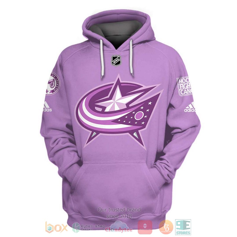 NHL Columbus Blue Jackets Hockey Fights Cancer custom Personalized 3D hoodie, shirt 3 Personalized NHL Columbus Blue Jackets Hockey Fights Cancer custom 3D shirt hoodie 1 2