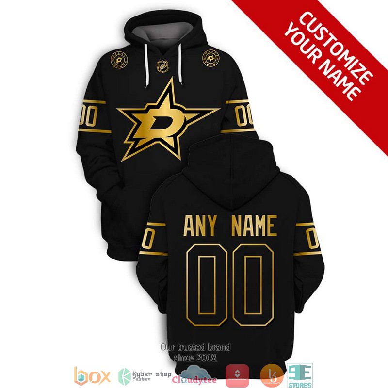 Personalized NHL Dallas Stars Blakc gold 3D Full Printing shirt hoodie