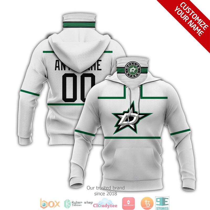 Personalized NHL Dallas Stars White green line 3d hoodie mask