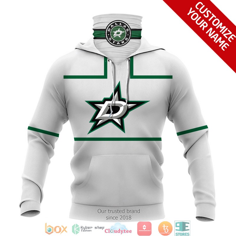 Personalized NHL Dallas Stars White green line 3d hoodie mask 1