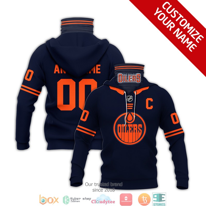 Personalized NHL Edmonton Oilers Orange 3d hoodie mask