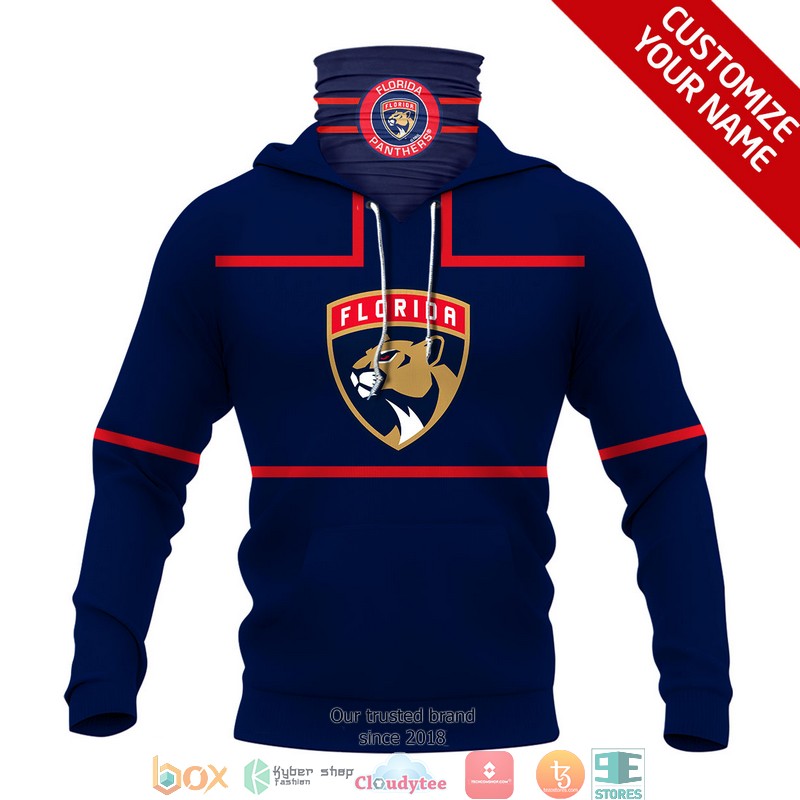 Personalized NHL Florida Panthers Navy red line 3d hoodie mask
