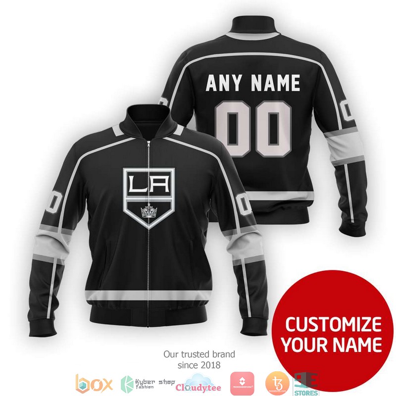 Personalized NHL Los Angeles Kings Black 3D Full Printing bomber jacket