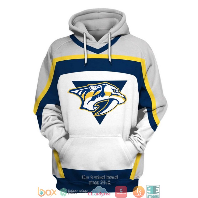 Personalized NHL Nashville Predators White blue 3D Full Printing shirt, hoodie 3 Personalized NHL Nashville Predators White blue 3D Full Printing shirt hoodie 1 2