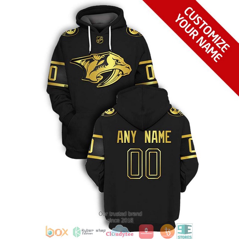 Personalized NHL Nashville Predators black gold 3D Full Printing shirt hoodie