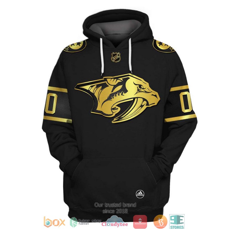 Personalized NHL Nashville Predators black gold 3D Full Printing shirt, hoodie 3 Personalized NHL Nashville Predators black gold 3D Full Printing shirt hoodie 1 2