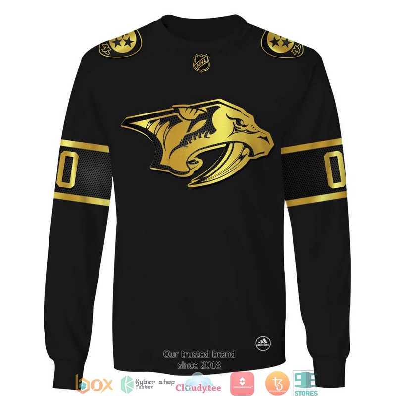 Personalized NHL Nashville Predators black gold 3D Full Printing shirt, hoodie 5 Personalized NHL Nashville Predators black gold 3D Full Printing shirt hoodie 1 2 3 4