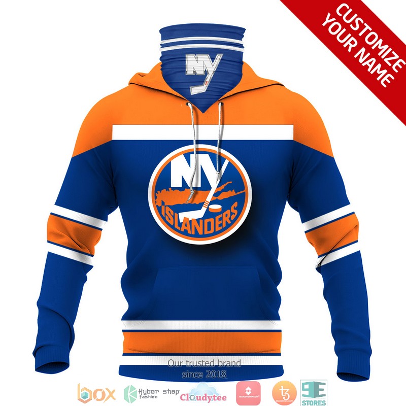 Personalized NHL New York Islanders Orange 3d hoodie mask 1