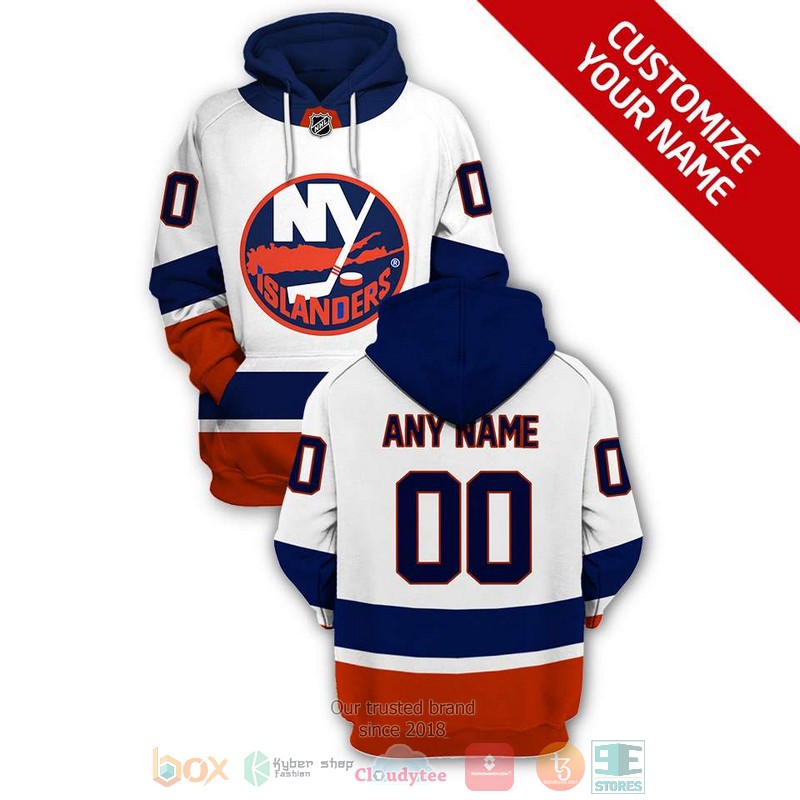 Personalized NHL New York Islanders white blue custom 3D shirt hoodie