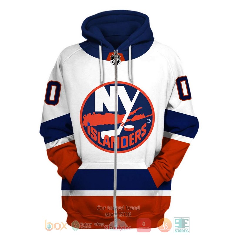 NHL New York Islanders white blue custom Personalized 3D hoodie, shirt 2 Personalized NHL New York Islanders white blue custom 3D shirt hoodie 1