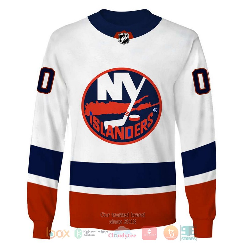 NHL New York Islanders white blue custom Personalized 3D hoodie, shirt 5 Personalized NHL New York Islanders white blue custom 3D shirt hoodie 1 2 3 4