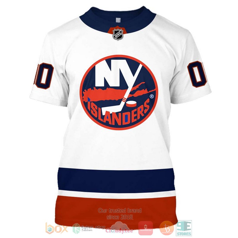 NHL New York Islanders white blue custom Personalized 3D hoodie, shirt 7 Personalized NHL New York Islanders white blue custom 3D shirt hoodie 1 2 3 4 5 6