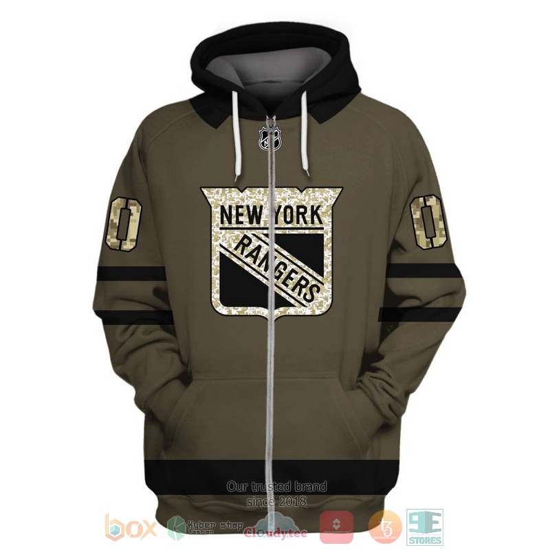 Personalized NHL New York Rangers custom green camo 3D shirt hoodie 1