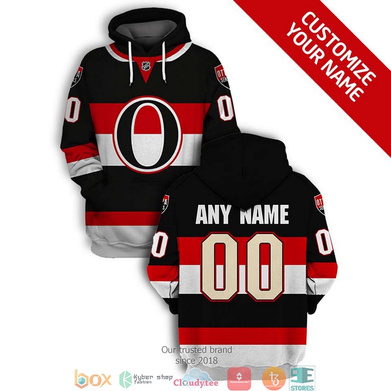 Personalized NHL Ottawa Senators Black Red white 3D Full Printing shirt hoodie