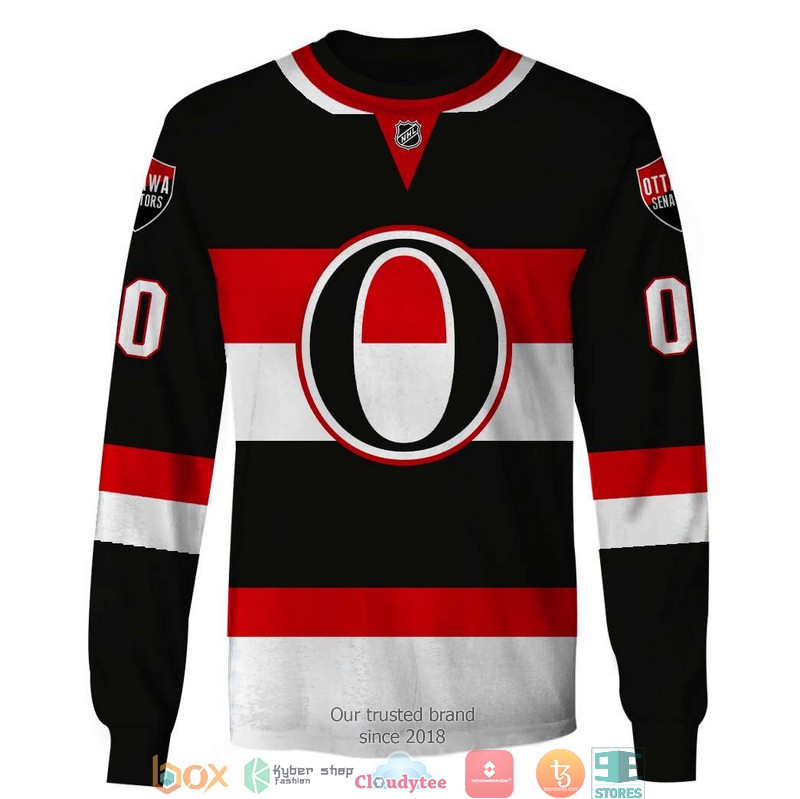 Personalized NHL Ottawa Senators Black Red white 3D Full Printing shirt hoodie 1 2 3 4