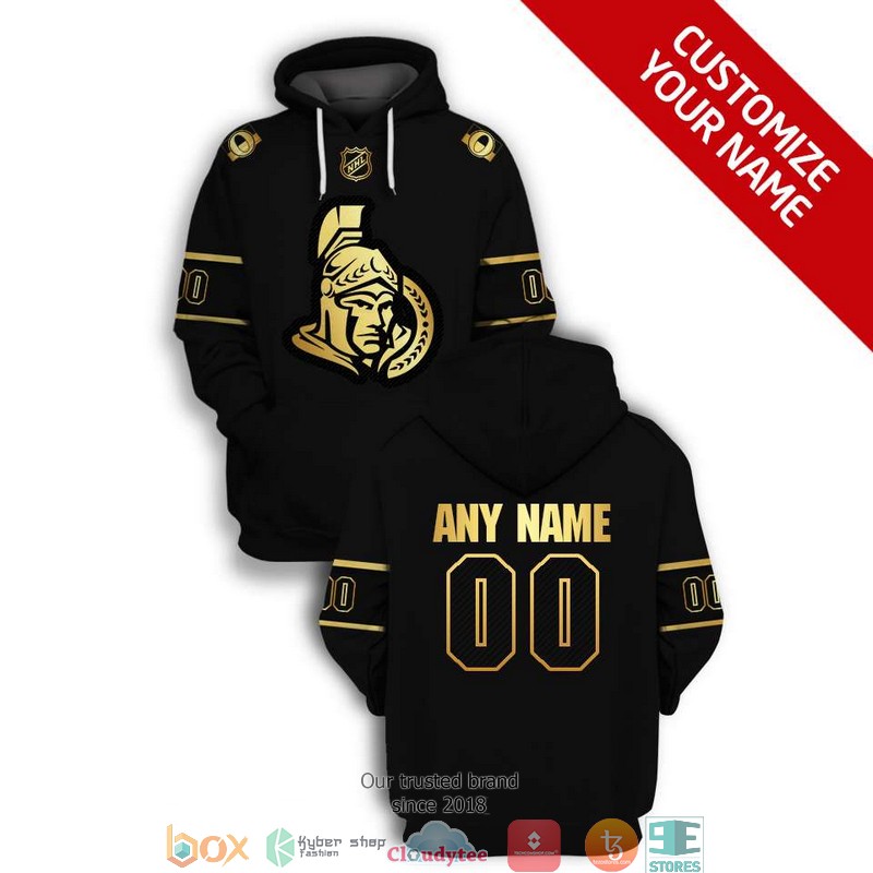 Personalized NHL Ottawa Senators Black gold 3D Full Printing shirt hoodie