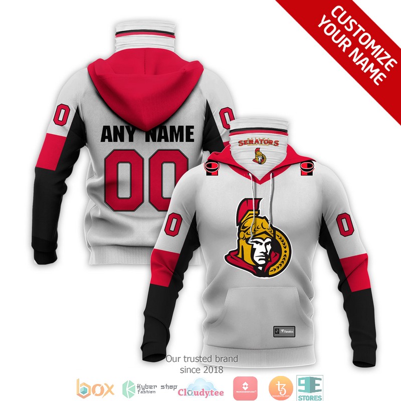 Personalized NHL Ottawa Senators White 3d hoodie mask
