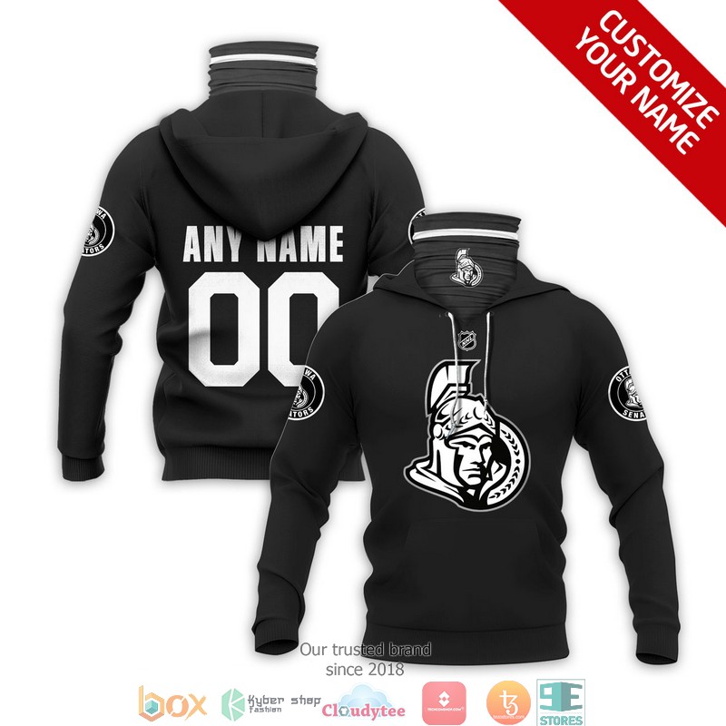Personalized NHL Ottawa Senators black 3d hoodie mask
