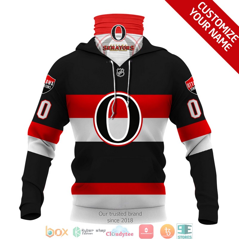 Personalized NHL Ottawa Senators black red white 3d hoodie mask 1