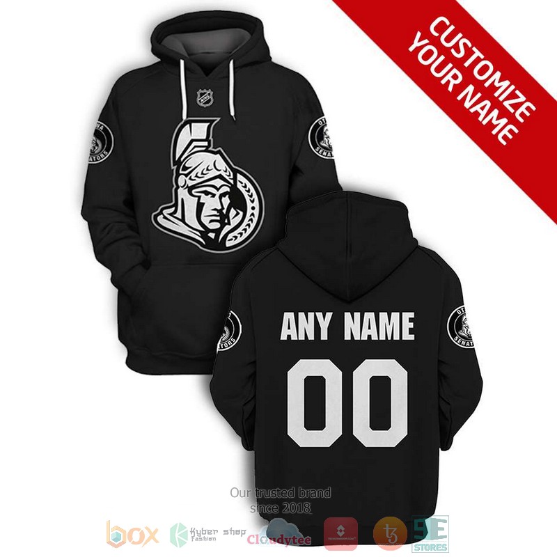 Personalized NHL Ottawa Senators custom black 3D shirt hoodie