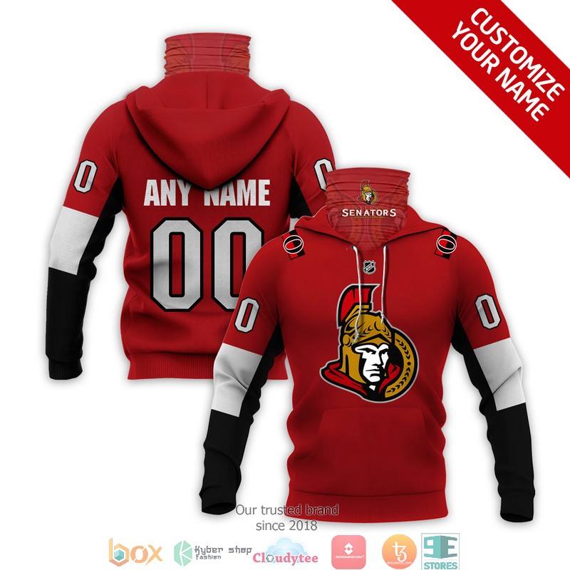 Personalized NHL Ottawa Senators red 3d hoodie mask