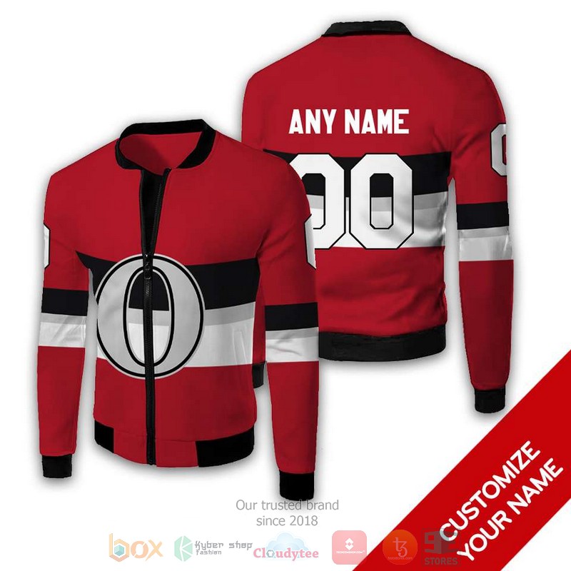 HOT NHL Ottawa Senators red Personalized custom bomber jacket 1 Personalized NHL Ottawa Senators red custom bomber jacket